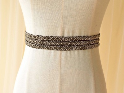 HBD046-#5 Beaded Pearl Trims Chain for Bridal Wedding Sash belt Necklace
