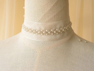 HBD048 Bridal Accessories Pearl Trim, Pearl Beaded Trim, Wedding Belt Sash