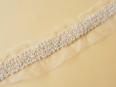 HBD049-Ivory Beaded Trim Wedding Sash Trim for bridesmaid sash belt Accessories