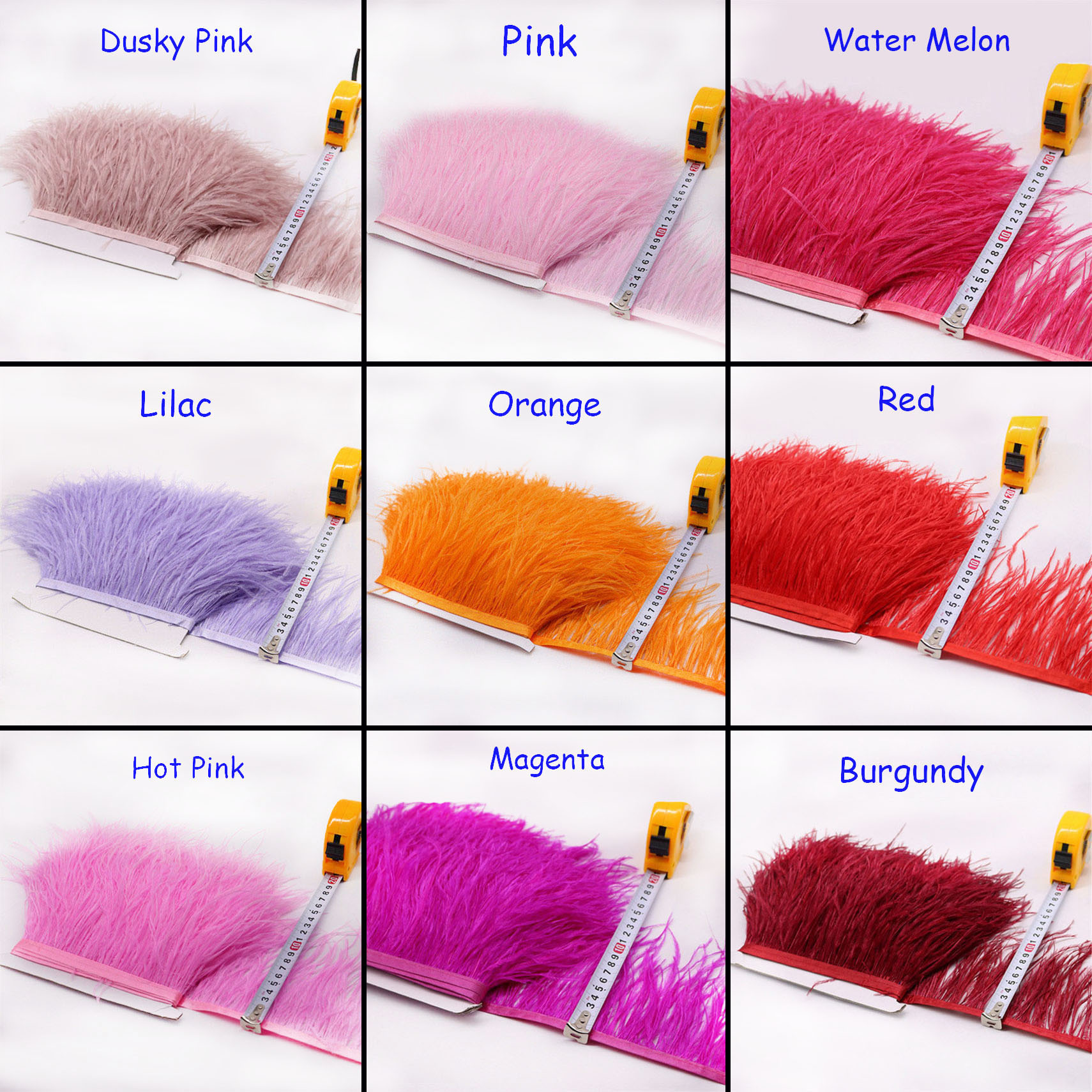 Dusky Pink 34 Colours Quality Ostrich Feather Trimming Fringe for Millinery Craft Dress Making