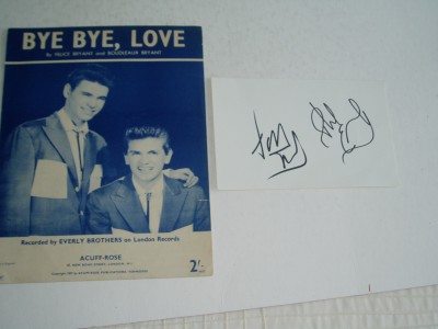 THE EVERLY BROTHERS    2 wonderful signatures PLUS sheet music