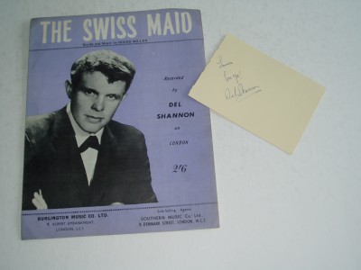 DEL SHANNON    autograph on page  1960s PLUS Sheet Music