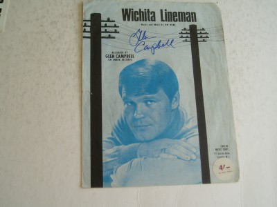 GLEN CAMPBELL     Autograph on SHEET MUSIC   Wichita Lineman