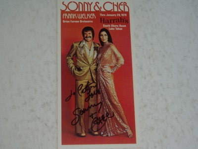 SONNY and CHER   both AUTOGRAPHS  on promo PHOTOGRAPH   1978