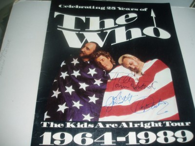 THE WHO      AUTOGRAPHS of THREE on programme brochure 1989
