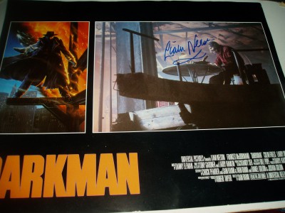 LIAM NEESON         AUTOGRAPH on DARKMAN film lobby card