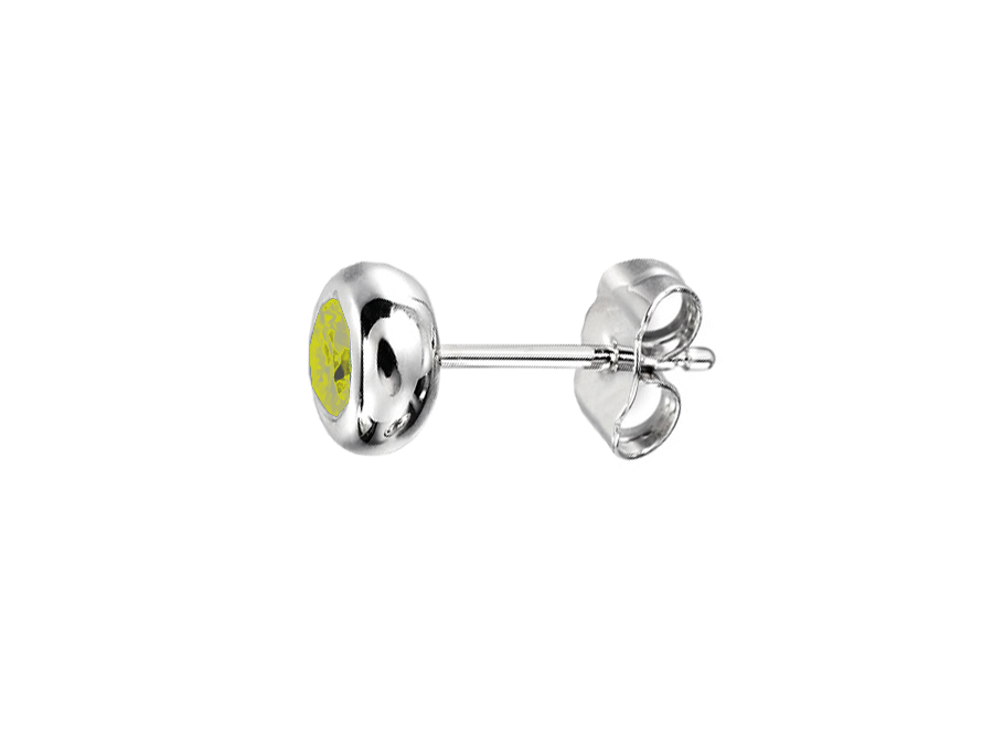 AM599C Silver August Birthstone Peridot Orbit Earrings