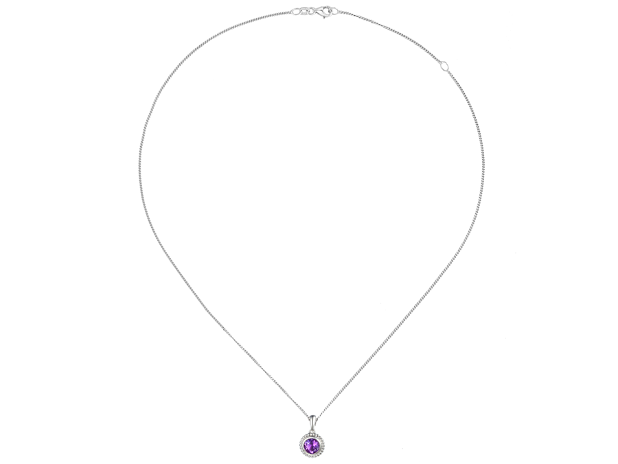 AM627C Silver Amethyst Dimple Necklace