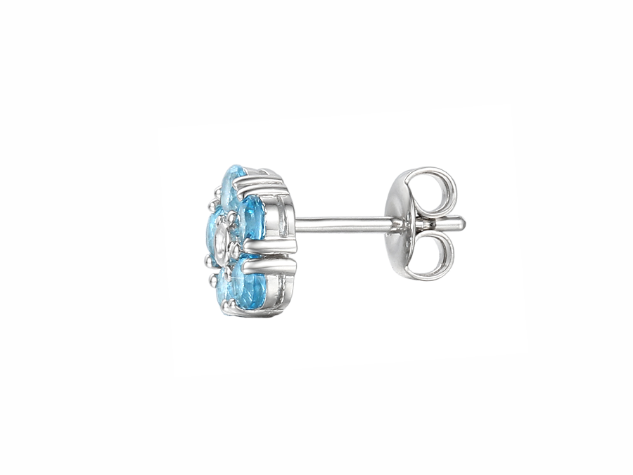 AM600C Silver Topaz Daisy Blue Earrings