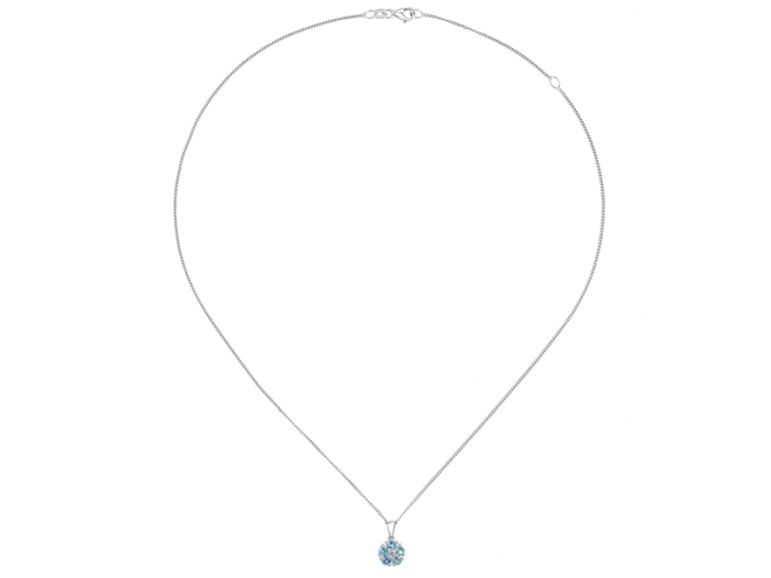 AM601C Silver Blue Topaz Daisy Necklace