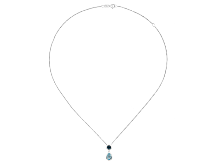 AM606C Silver Duo Bleu Necklace