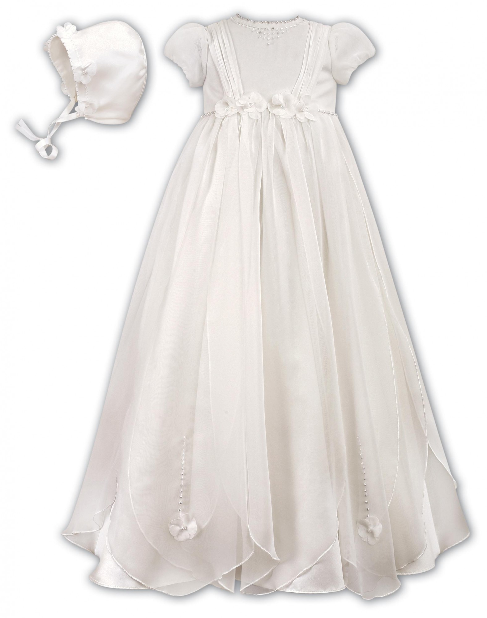 Sarah Louise 001050 Ivory christening robe and bonnet