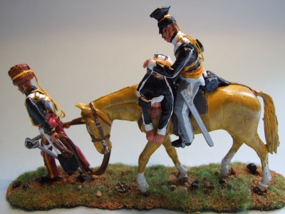 11th HUSSAR LEADING HORSE WITH WOUNDED LANCER OF THE 17TH