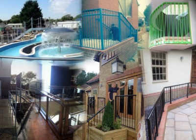 Stainless steel balustrade in swimming pool