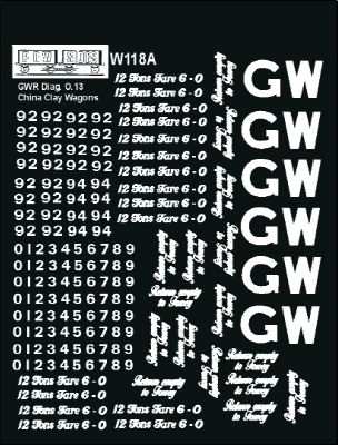 G.W.R. Diagram O. China Clay Wagons (White lettering)