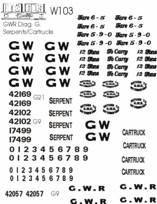 G.W.R. Diag. ''B'' Serpents/Cartrucks. (White lettering)