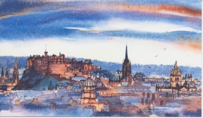 Edinburgh Skyline (blue)