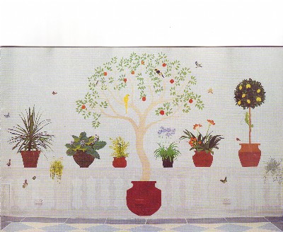Flower pots on a wall