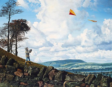 Kite Flying - Pendle Hill from Knotts Lane, Colne - Lancashire