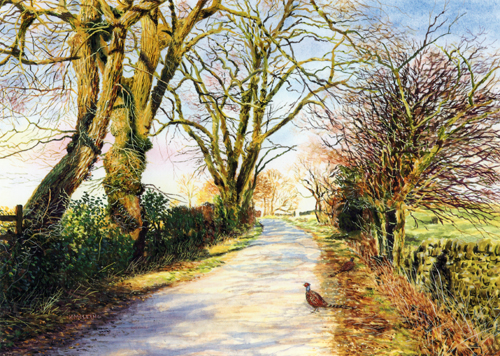 February Sun  - Lancashire. Painting : Keith Melling