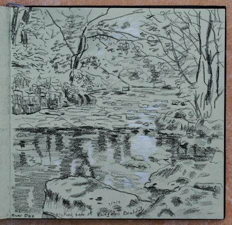 River Dee at Ewedales, Dentdale. Sketch: Keith Melling