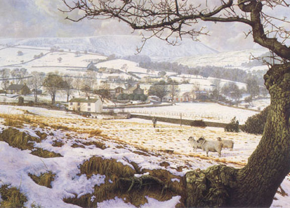 Pendleside in Winter - Lancashire. Painting by Keith Melling