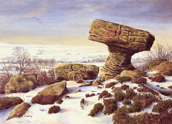 Brimham Rocks, Winter  -  Yorkshire. Painting by Keith Melling