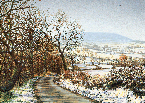 November Snow - Pendle Hill, Lancashire. Painting by Keith Melling