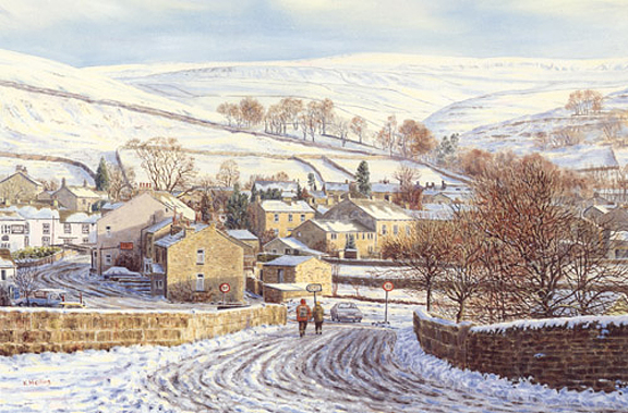 A Dales Winter, Kettlewell - Yorkshire. Painting by Keith Melling