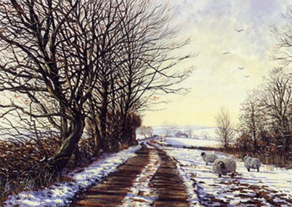 November Snow - Pendle Hill, Lancashire. Painting by Keith melling
