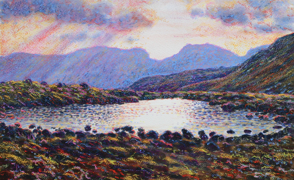 Scafells from Three Tarns - Lake District. Painting -Keith Melling
