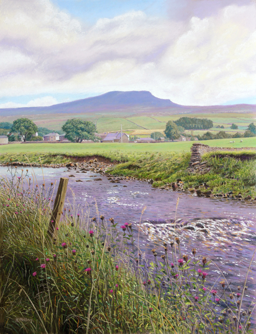 Penyghent and River Ribble at Horton-in-Ribblesdale, Yorkshire Dales. Painting: Keith Melling