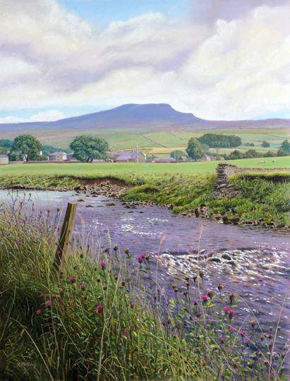 Penyghent and River Ribble  at Horton-in-Ribblesdale - Yorkshire Dales. Painting: Keith Melling