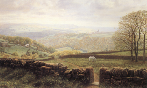 Heptonstall and Stoodley Pike, Yorkshire. Painting by Keith Melling