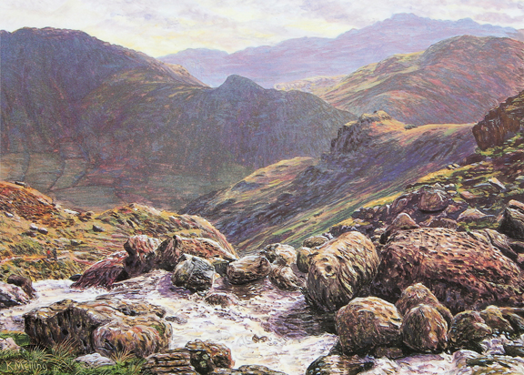 Stickle Ghyll, Great Langdale - Lake District. Painting by Keith Melling