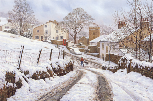 Newchurch in Pendle, Winter, Lancashire. Painting: Keith Melling
