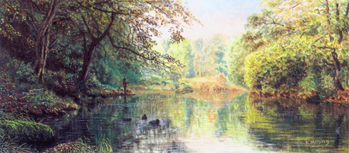 Morning Light on the River Wharfe. Painting : Keith Melling