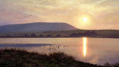 Before Sunset, Pendle & Black Moss. Painting: Keith Melling