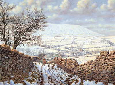 Heys Lane Winter, Pendle. Painting - Keith Melling