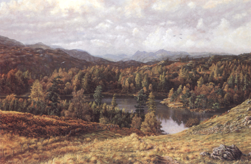 Tarn Hows and Langdale Pikes, Lake District. Painting: Keith Melling