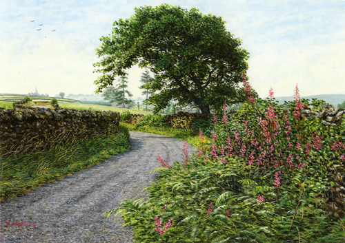 Summer Lane, Lake District. Painting Keith Melling