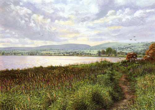 Lake Burwain, Foulridge, Lancashire. Painting : Keith Melling