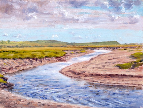 The Eea Channel, Sandgate Saltmarsh Flookburgh. Painting by Keith Melling