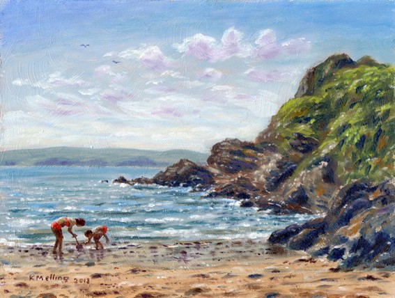 Pwllgwaelod Beach, near Dinas Cross, Fishguard, Wales. Painting: Keith Melling