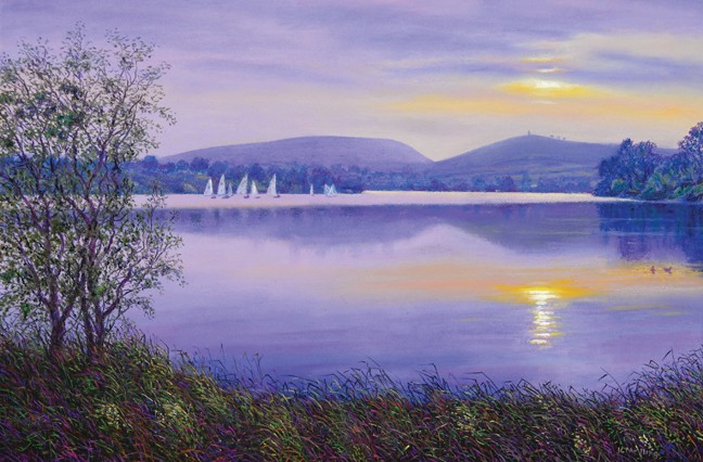 Evening Light, Lake Burwain, Foulridge, Lancashire. Painting: Keith Melling