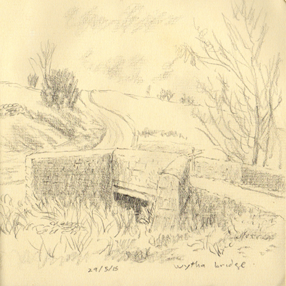 Wytha Bridge near Rimington, Lancashire. Sketch Keith Melling