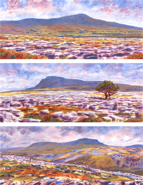 Three Peaks, Yorkshire Dales. Painting by Keith Melling