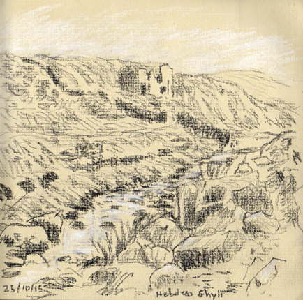 Hebden Gill, Yorkshire Dales. Sketch Keith Melling