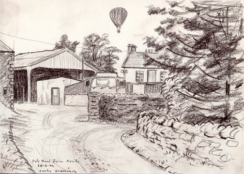 Oak Head Farm, Ayside, Cumbria. Drawing Keith Melling