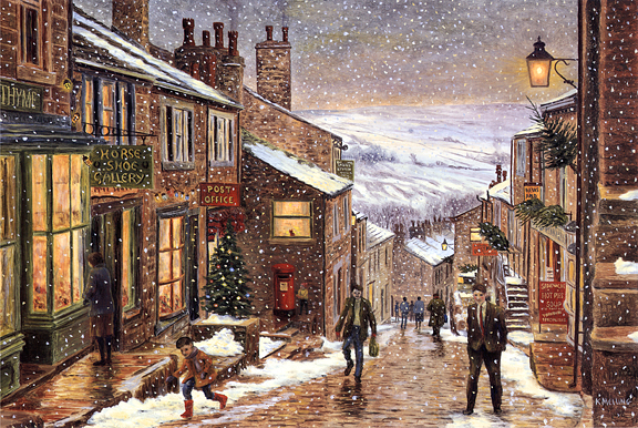 A Yorkshire Christmas, Haworth. Painting Keith Melling